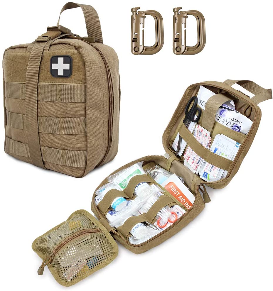 Khaki Tactical First Aid ຖົງແພດທະຫານ ລວມມີຊຸດກາແດງ