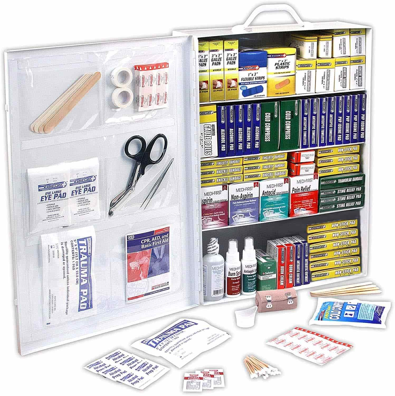 Wall Mountable 4 Shelf First Aid Cabinet ບັນຈຸ 1100 Piece